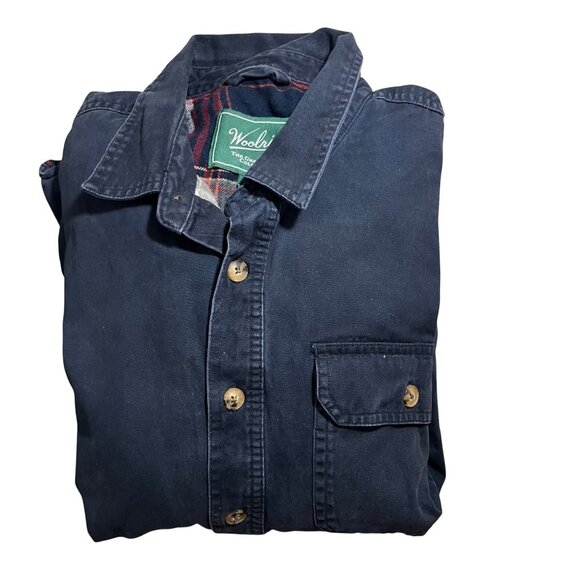 Woolrich men's flannel shirt jacket S blue soft flannel lined button front - Picture 11 of 11